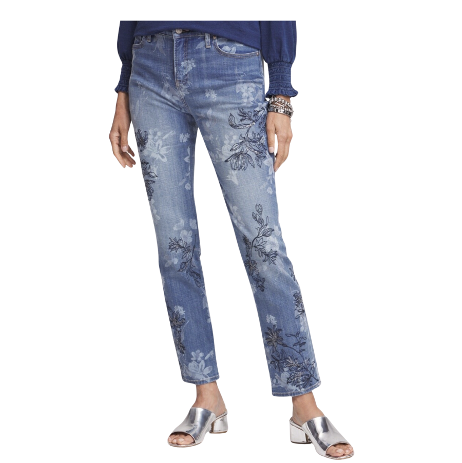 Girlfriend Floral Embroidered Ankle Jeans